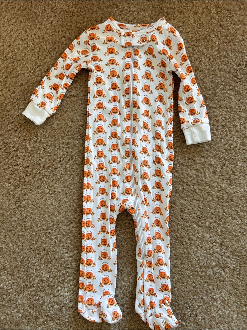 Lila and Hayes Halloween Pumpkins Footie 0-3M